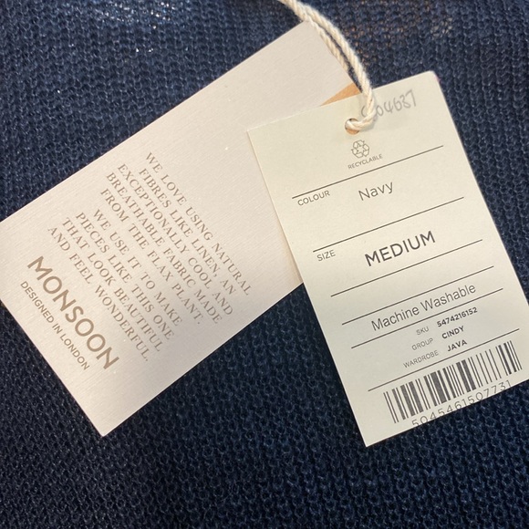 Monsoon long Navy cardigan size M NWT - Picture 5 of 7